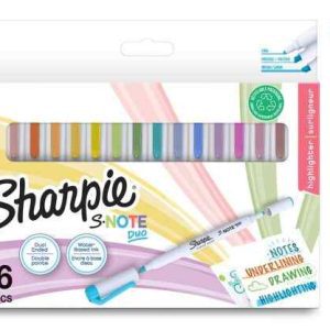 Estuche 12 marcadores creativos sharpie s-note duo colores pastel