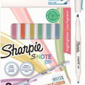 Estuche 8 marcadores creativos sharpie s-note duo colores pastel