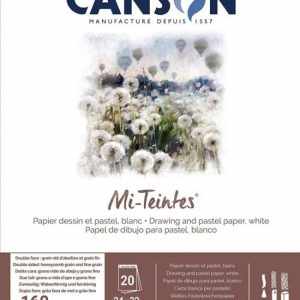 Bloc encolado canson mi-teintes 24x32cm 30h 160g hojas color blanco