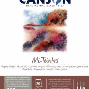 Bloc encolado canson mi-teintes 32x41cm 30h 160g hojas tonos grises
