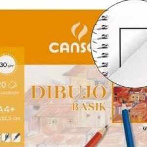 Bloc dibujo basik premium espiral a4+ 20h 150g. liso + Estuche 12 ceras giotto gratis