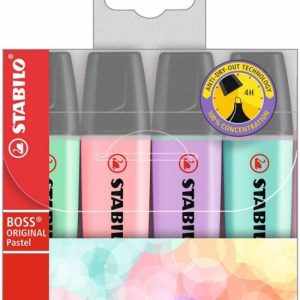 Estuche 4 marcadores fluorescentes stabilo boss 70 pastel colores surtidos