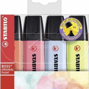 Estuche 4 marcadores fluorescentes stabilo boss 70 pastel nuevos colores
