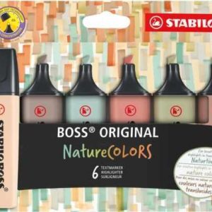 Estuche 6 marcadores fluorescentes stabilo boss nature colors surtidos