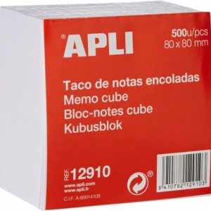 Taco de notas 500h liso 8x8cm encolado no adhesivo
