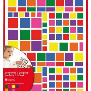 Bolsa 6 hojas gomets triangulares y cuadrados 7 colores surtidos