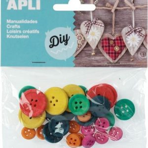 BOLSA 30 BOTONES MADERA SURTIDOS APLI