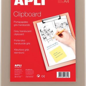 CARPETA A4 CON PINZA SUPERIOR PLASTICO GRIS TRANSLUCIDO