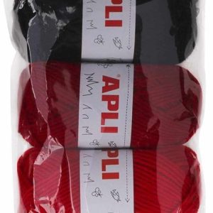 Blister 4 ovillos de lana tonos rojos 50g