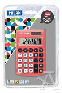 Calculadora de bolsillo pocket touch roja 8 digitos milan