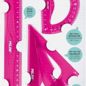 ESTUCHE DE DIBUJO FLEXIBLE 4 PIEZAS 30CM ROSA