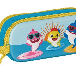 PORTATODO DOBLE 3D BABY SHARK 21x8x6cm