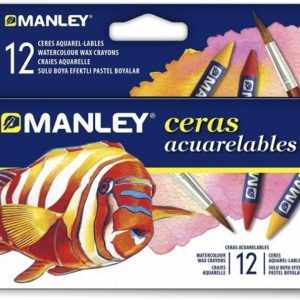 Estuche 12 ceras manley acuarelables colores surtidos