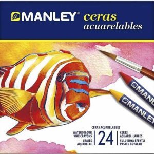 ESTUCHE 24 CERAS MANLEY ACUARELABLES COLORES SURTIDOS
