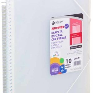 CARPETA 20 FUNDAS A4 ESPIRAL ARCHIVEX STAR TRANSPARENTE