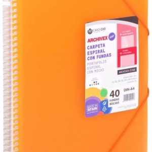 CARPETA 20 FUNDAS A4 ESPIRAL ARCHIVEX STAR NARANJA CARCHIVO