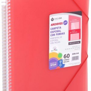 CARPETA 50 FUNDAS A4 ESPIRAL ARCHIVEX STAR ROJO CARCHIVO