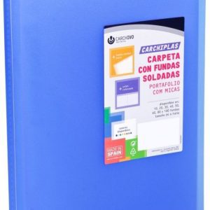 Carpeta 30 fundas soldadas a4 tapa flexible color azul carchivo