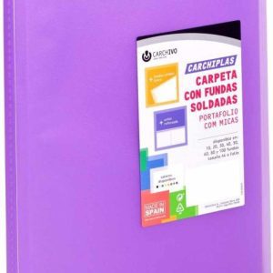 Carpeta 30 fundas soldadas a4 tapa flexible color violeta carchiplas
