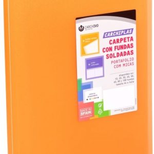 Carpeta 50 fundas soldadas a4 tapa flexible color naranja carchiplas