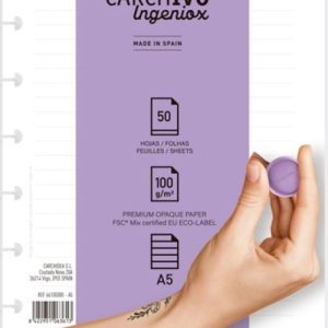 RECAMBIO CUADERNO INGENIOX A5 50 HOJAS RAYAS EXTRAIBLE