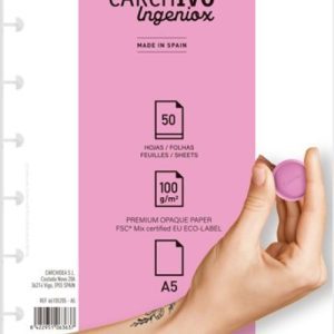 RECAMBIO CUADERNO INGENIOX A5 50 HOJAS LISO EXTRAIBLE