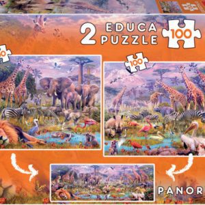 ANIMALES SALVAJES PUZZLE 2X100 PIEZAS
