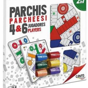 TABLERO PARCHIS MADERA 4 Y 6 JUGADORES CON ACCESORIOS