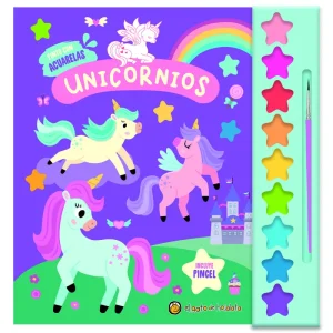 Unicornios ('Pinto con acuarelas') 9 acuarelas+1 pincel AA.VV. 2025