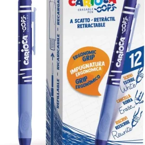 C/12 boligrafo borrable retactil azul carioca oops