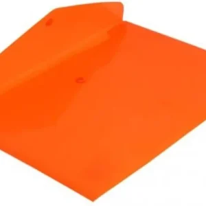 PAQ/12 CARPETA SOBRE Fº CIERRE BROCHE PP NARANJA FLUOR GRAF
