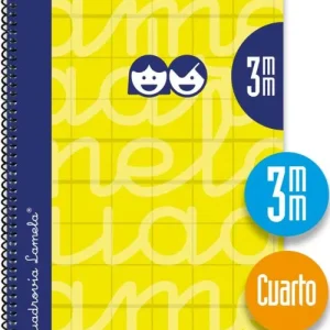 CUADERNO ESPIRAL 4º 80H 90G 3MM AMARILLO CUADROVIA EXTRADUR