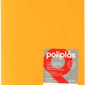 CARPETA Fº 40 FUNDAS SOLDADAS OPACAS MANDARINA POLIPLAS