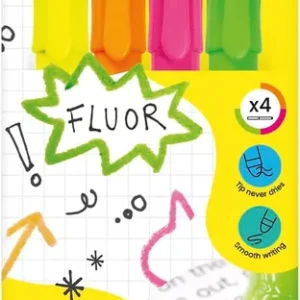 ESTUCHE 4 MARCADORES FLUORESCENTES CERA COLORES SURTIDOS