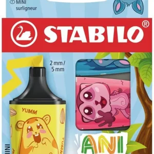 Estuche 3 marcadores stabilo boss mini animal vibes