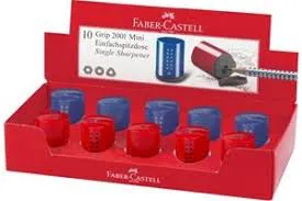 Exp 10 afilalapices simple con deposito grip 2001 en colores azul y rojo