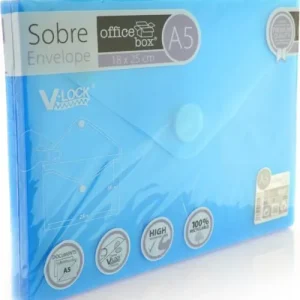 PAQ/10 SOBRE A5 V-LOCK 180X250 MM VELCRO COLOR AZUL