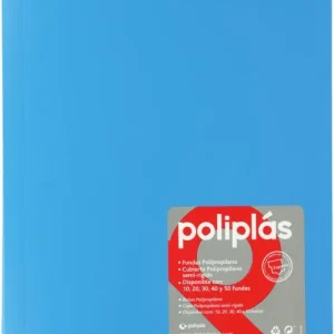 CARPETA Fº 10 FUNDAS SOLDADAS OPACAS AZUL CIELO POLIPLAS
