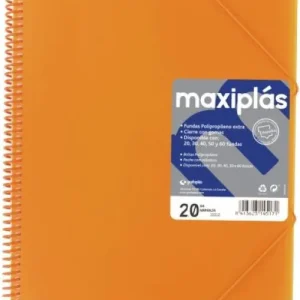 CARPETAS A4 40 FUNDAS A4 ESPIRAL MAXIPLAS NARANJA