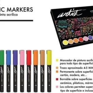 ESTUCHE 12 ROTULADORES ACRYLIC MARKERS COLORES SURTIDOS