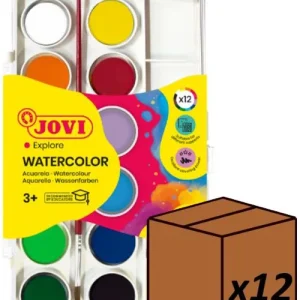 (Pack 12u.) estuche plastico 12 acuarelas jovi colores surtidos