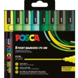 ESTUCHE 8 ROTULADORES POSCA PC5M UNI-BALL COLORES VERDES
