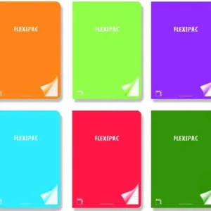 Paq/6 libreta a5+ 48h 90g pauta 2.5 c/m flexipac tapa plastico colores surtidos