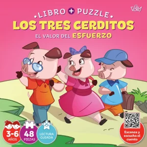 Los tres cerditos.(valor esfuerzo).libro-puzzle 48 piezas AA.VV. 2023