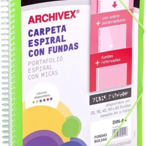 CARPETA 40 FUNDAS CANGURO A4 ARCHIVEX STAR VERDE CLARO