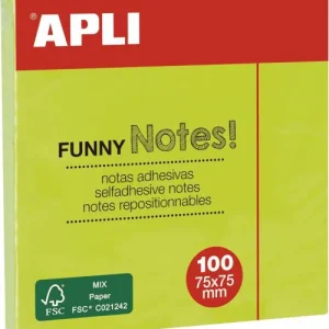 Bloc 100 notas adhesivas 75x75mm verdes Apli
