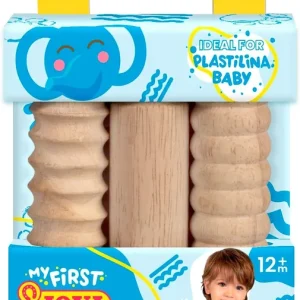 Estuche 3 rodillos de madera diferentes texturas my first plastilina baby