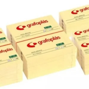 PACK 12 BLOC NOTAS ADHESIVAS 75X125MM AMARILLAS GRAFOPLAS