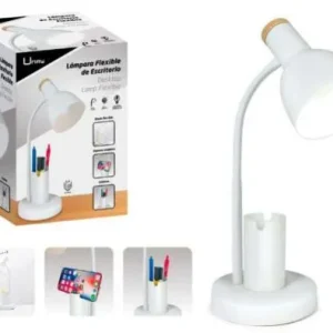 LAMPARA SOBREMESA ENCHUFABLE FLEXIBLE C/CUBILETE BLANCO