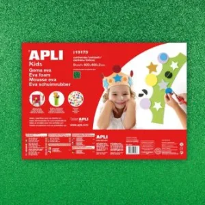 PACK 3 LAMINAS GOMA EVA PURPURINA VERDE 40X60 2MM